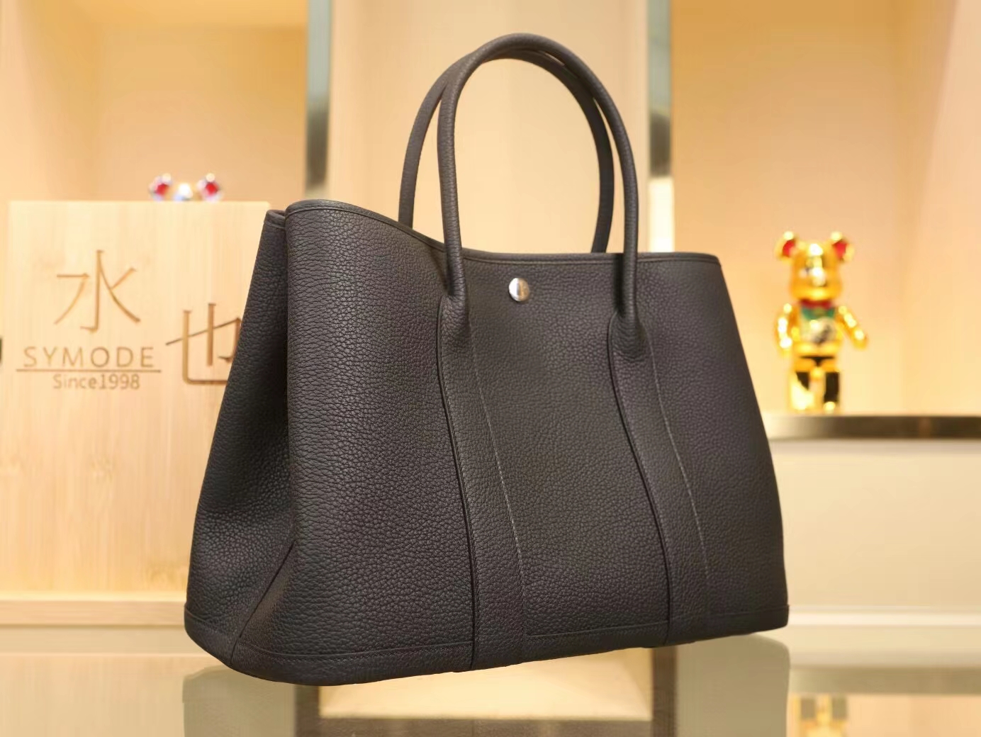 Hermes Garden Party30/36CM 爱马仕黑色Negonda皮花园包手提包