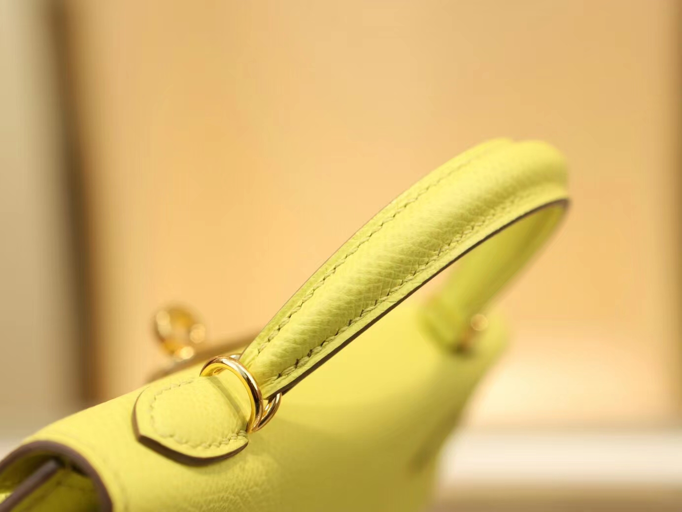 爱马仕女包定造 Hermes 9R柠檬黄Epsom掌纹皮Mini Kelly 2代迷你凯莉包二代