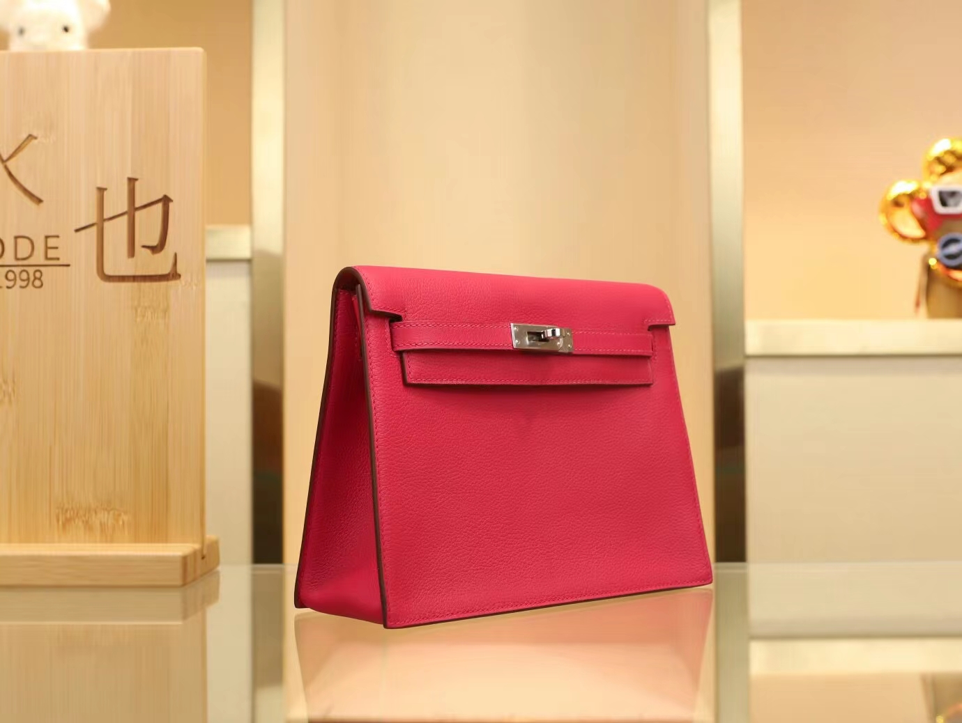 爱马仕跳舞包 Symode Hermes Kelly Danse22CM 90树莓粉Evercolor皮
