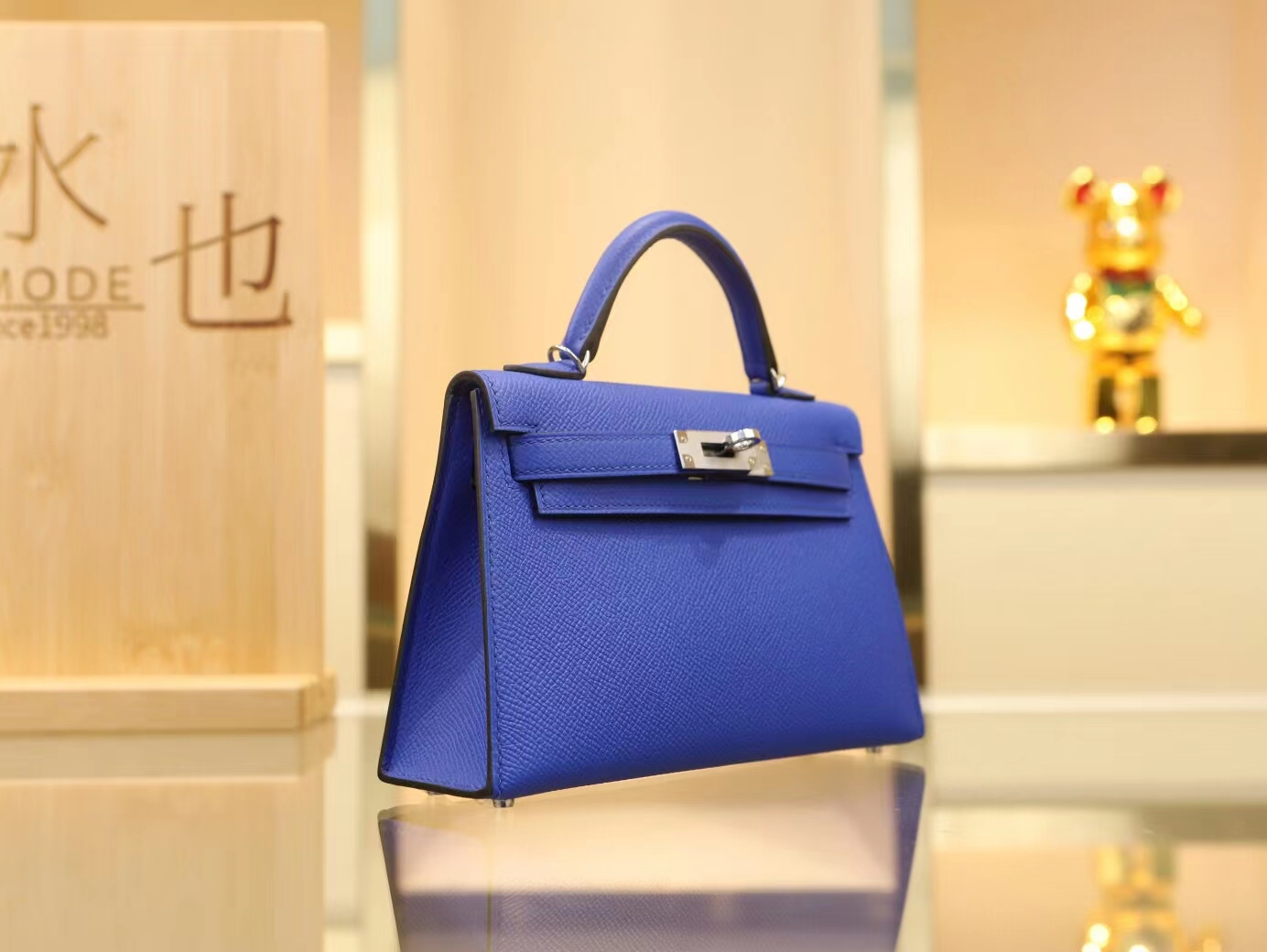 Hermes Mini Kelly 2代 爱马仕i7琉璃蓝Epsom掌纹牛皮二代迷你凯莉包