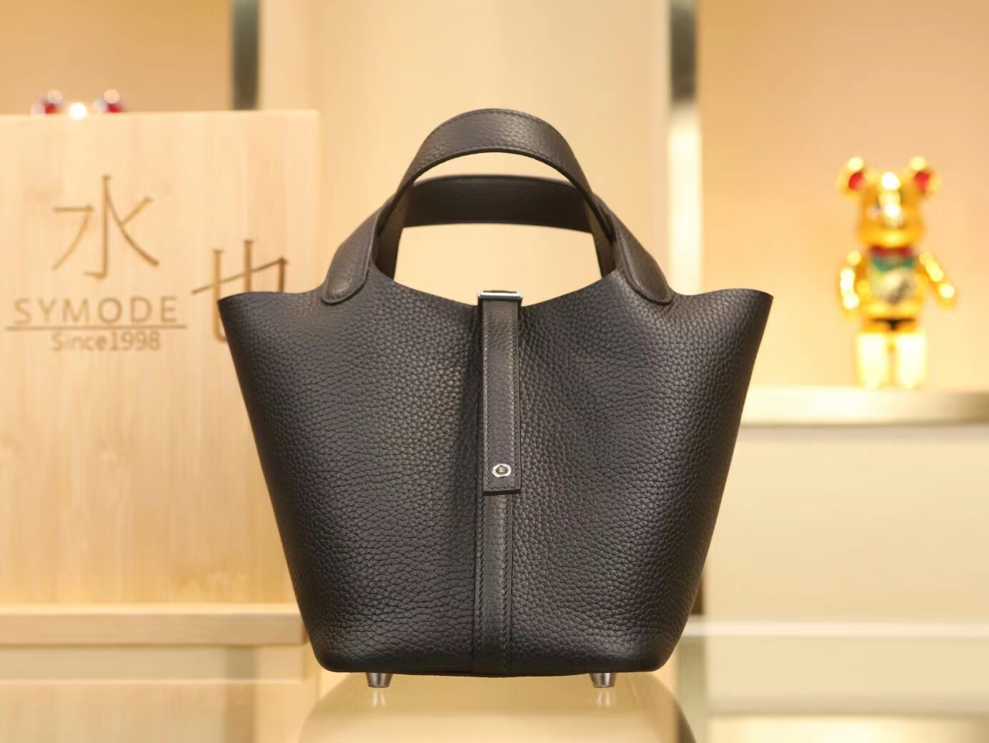 爱马仕菜篮子包 Hermes Picotin Lock18/22CM 89黑色TC皮 银扣/金扣