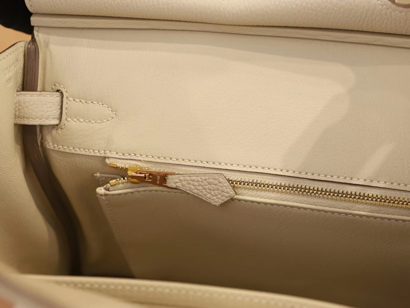 爱马仕铂金包内缝Hermes CC10奶昔白Togo牛皮Birkin25CM 玫瑰金扣