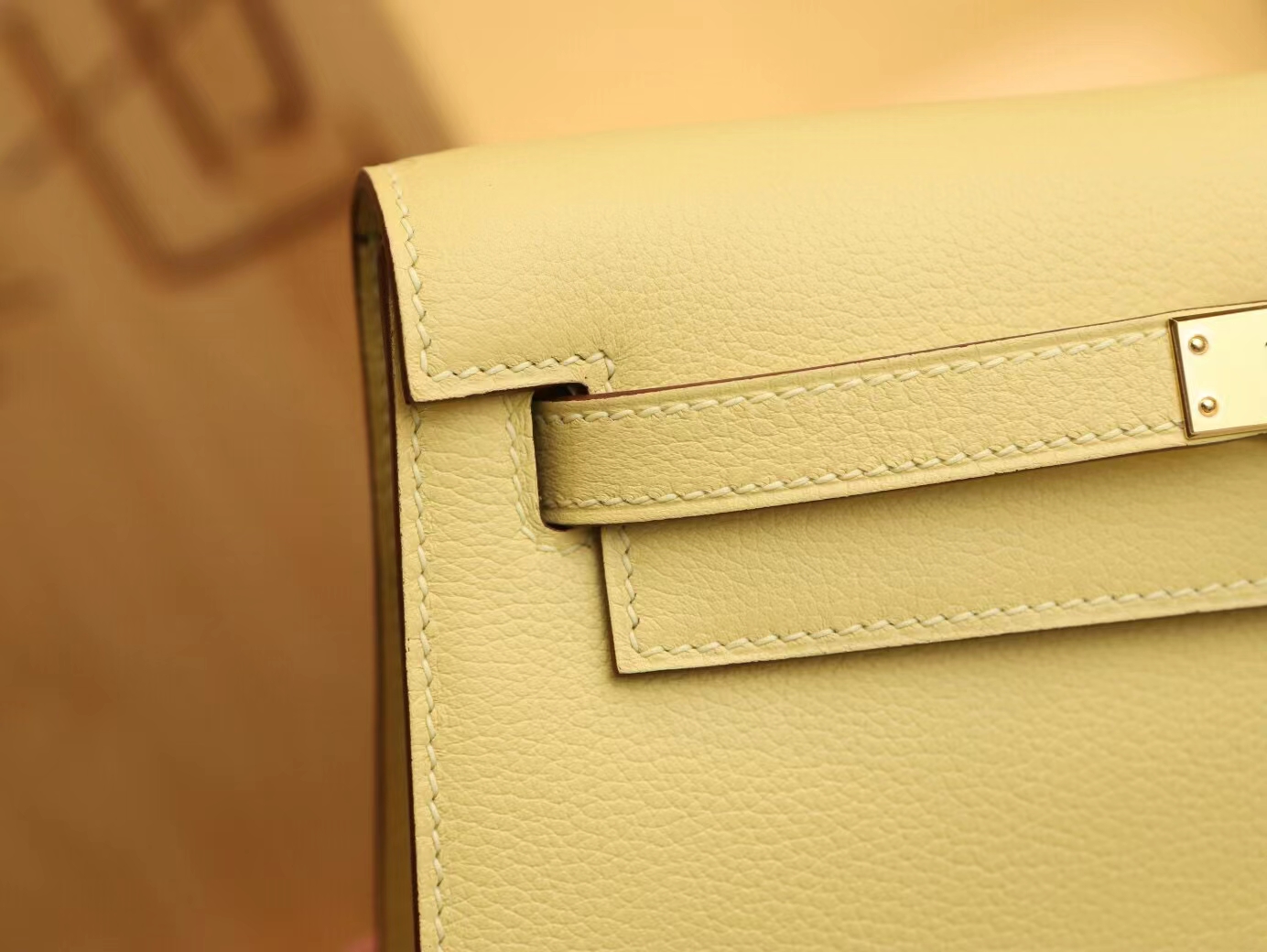 Symode Hermes Kelly Danse22CM 爱马仕1Z小鸡黄Evercolor皮跳舞包 金扣