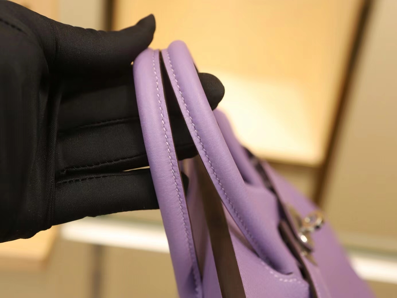 爱马仕包包定制 Hermes Birkin25CM 丁香紫Lilas Togo皮铂金包 银扣