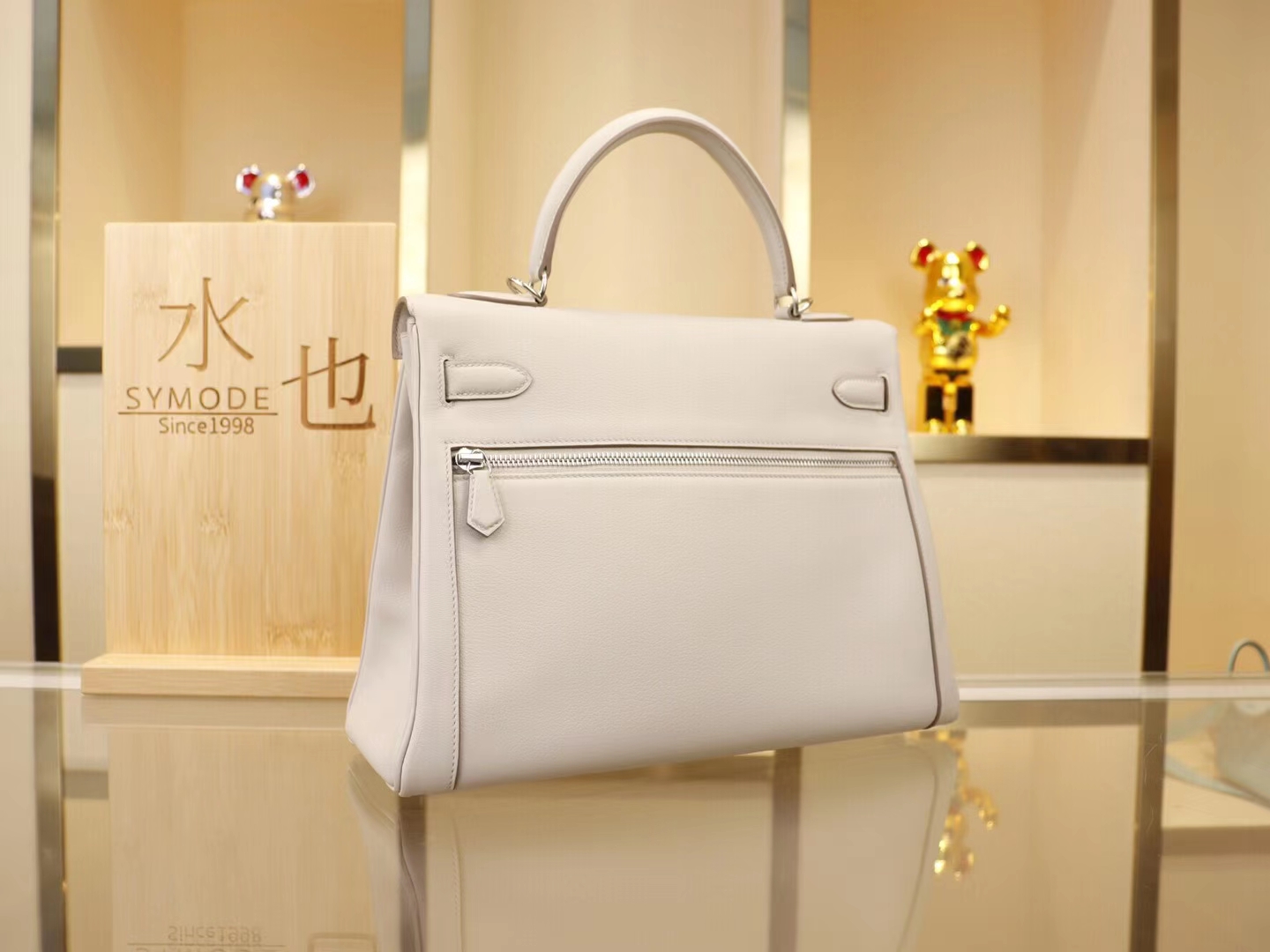 Hermes Kelly Lakis32CM 爱马仕珍珠灰Swift牛皮新款凯莉包 银扣