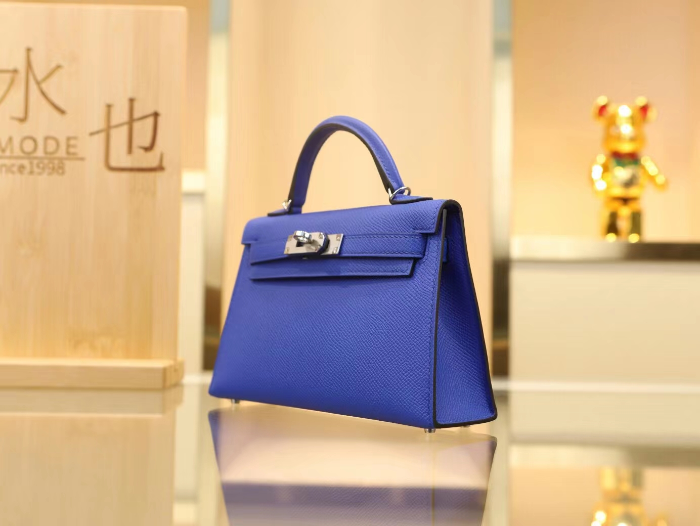 Hermes Mini Kelly 2代 爱马仕i7琉璃蓝Epsom掌纹牛皮二代迷你凯莉包