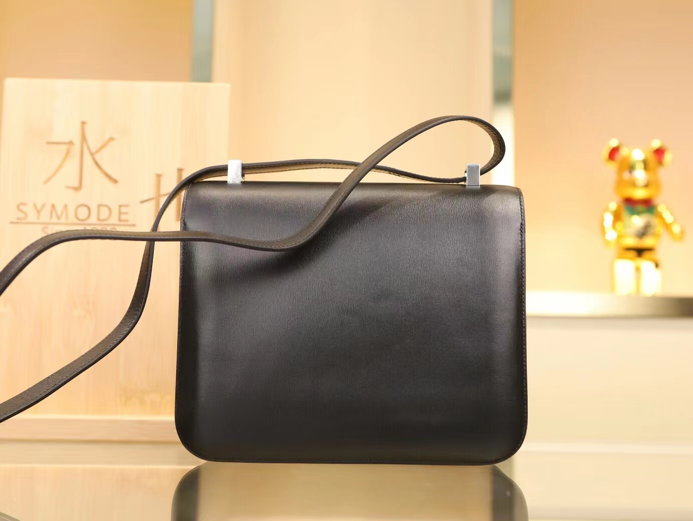 Hermes Constance24CM 爱马仕89黑色Box皮拼雪花蜥蜴扣康斯坦包