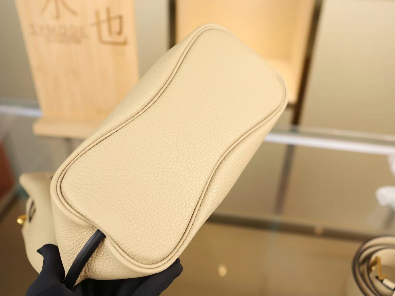 Hermes Sokelly22CM 爱马仕S2风衣灰TC牛皮单肩斜挎水桶包 金扣