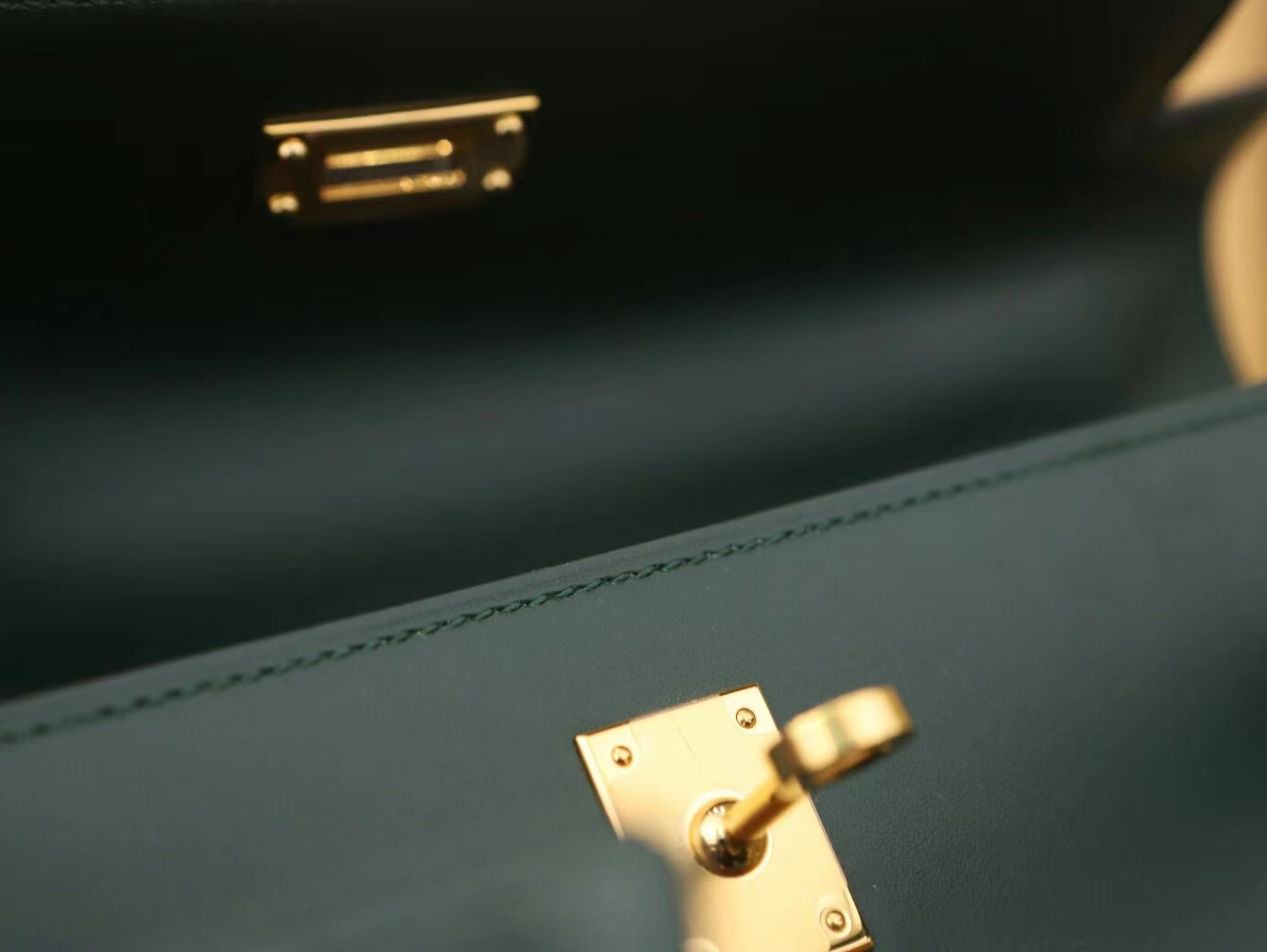 Hermes Kelly25CM 爱马仕2Q英国绿Box小牛皮凯莉包手提女包 金扣