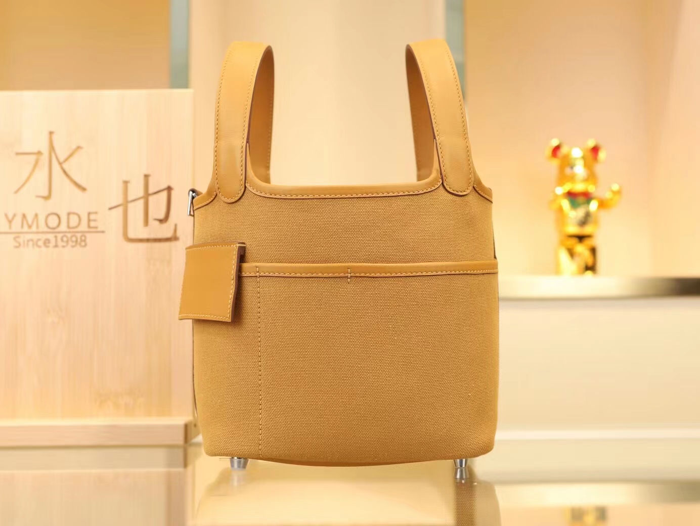 爱马仕包包定制 Hermes Picotin18CM Cargo 2S芝麻色帆布拼牛皮 银扣