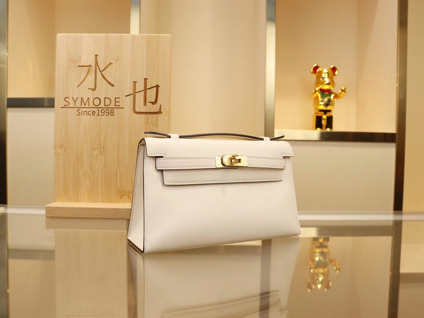 Hermes Mini Kelly 1代 爱马仕I2奶油白Nata Swift牛皮迷你凯莉包 金扣