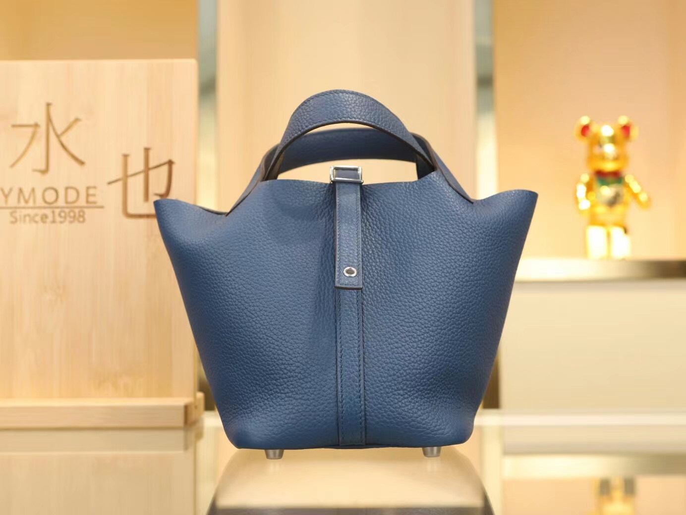 爱马仕菜篮子包水桶包 Hermes Picotin Lock18/22CM S4深邃蓝 银扣