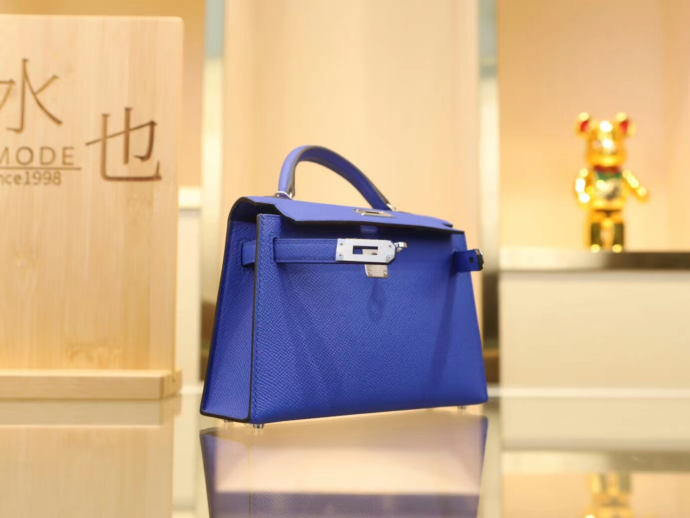 Hermes Mini Kelly 2代 爱马仕i7琉璃蓝Epsom掌纹牛皮二代迷你凯莉包
