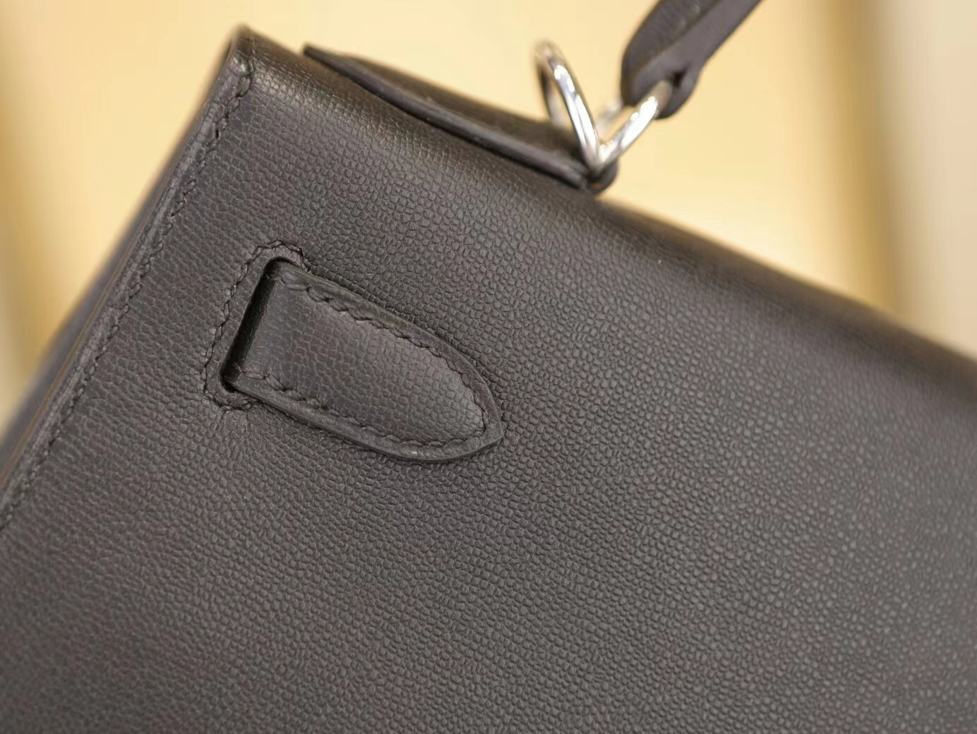 Hermes手袋 Hermes Kelly28CM新皮种monsieur皮黑色凯莉包 银扣