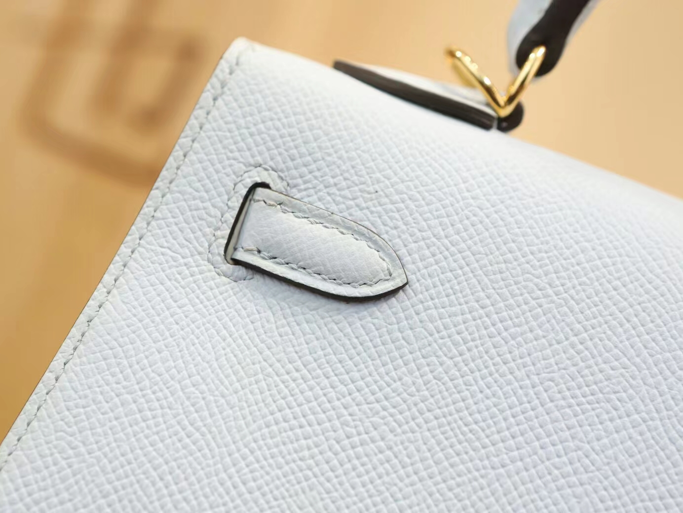 全手缝 爱马仕Hermes T0圣杯蓝 Blue Brume Epsom皮凯莉包Kelly 25CM