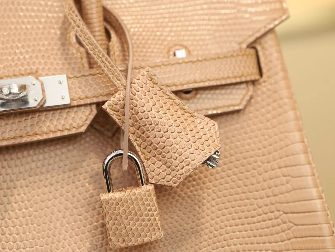 爱马仕包包定制 Hermes CC17灰褐色蜥蜴皮铂金包Birkin25CM 银扣