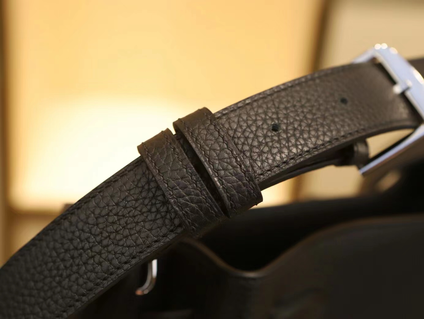 爱马仕包包官网 Hermes Sokelly22CM 89黑色Togo牛皮单肩斜挎包 银扣