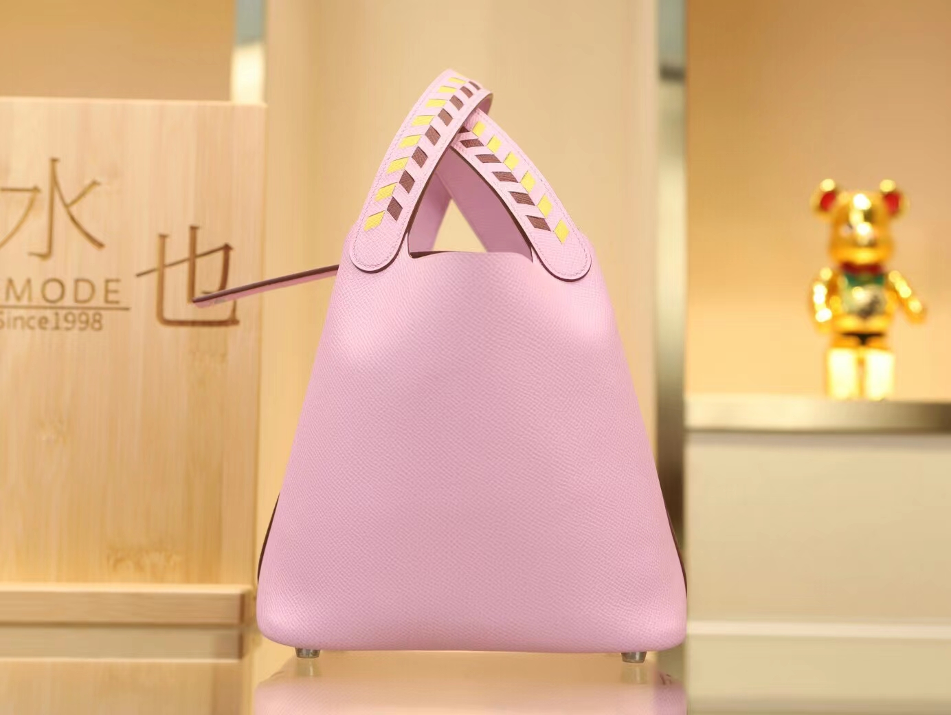 爱马仕编织手柄菜篮子包Hermes Picotin Lock Tressage De Cuir18CM X9锦葵紫