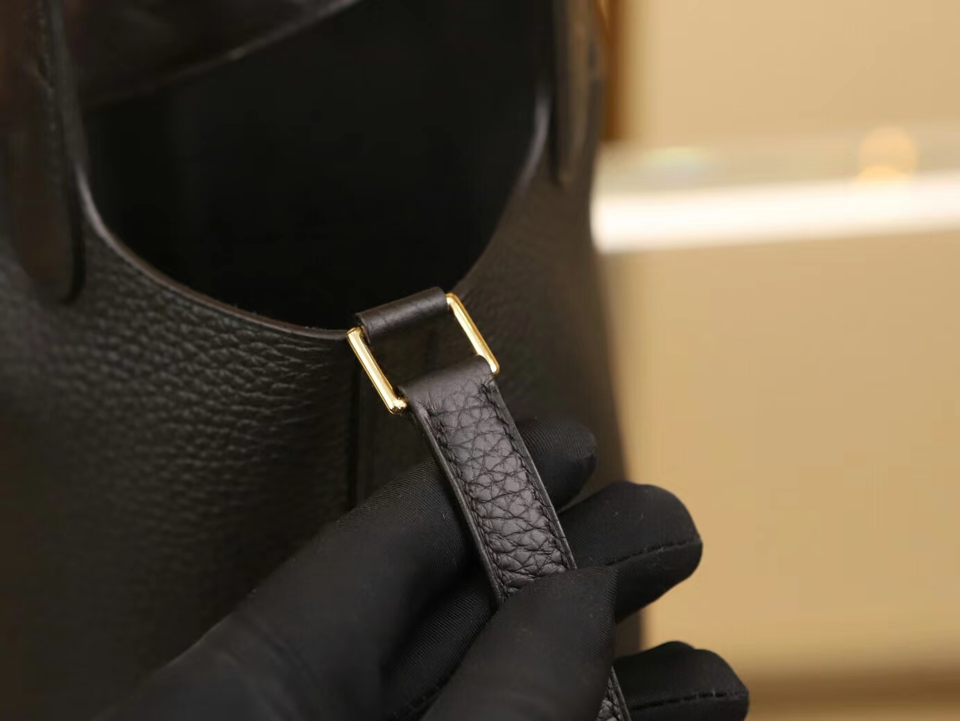 Hermes Picotin Lock18CM 爱马仕鸵鸟皮手柄拼Togo牛皮水桶包 金扣