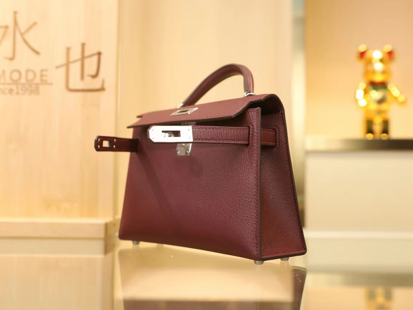 Symode Hermes Mini Kelly 2代 爱马仕0G马鞍红山羊皮迷你凯莉包手拿包