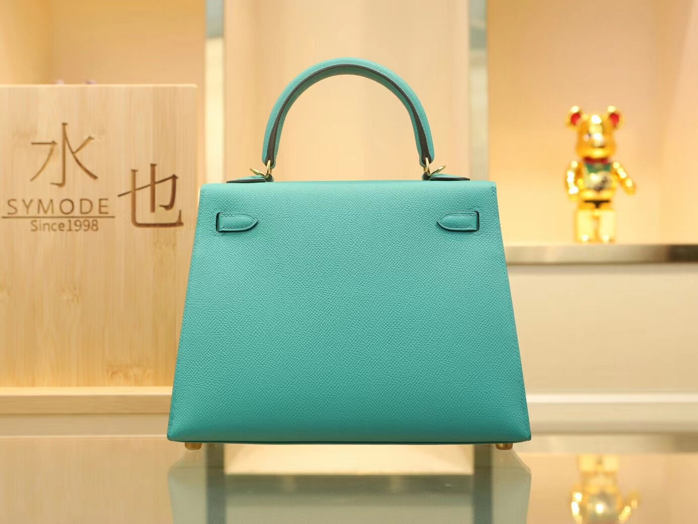 Hermes包包价格 爱马仕U1维罗纳绿Epsom牛皮凯莉包Kelly25CM 金扣