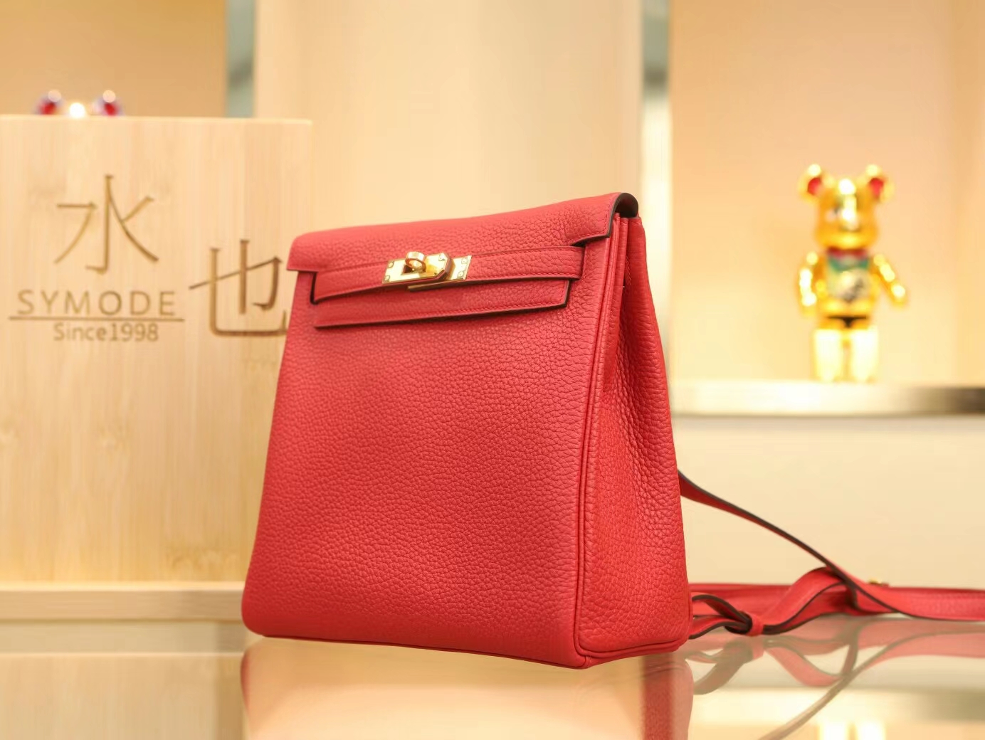爱马仕女包价格 Hermes Q5国旗红Togo皮Kelly Ado22CM双肩背包