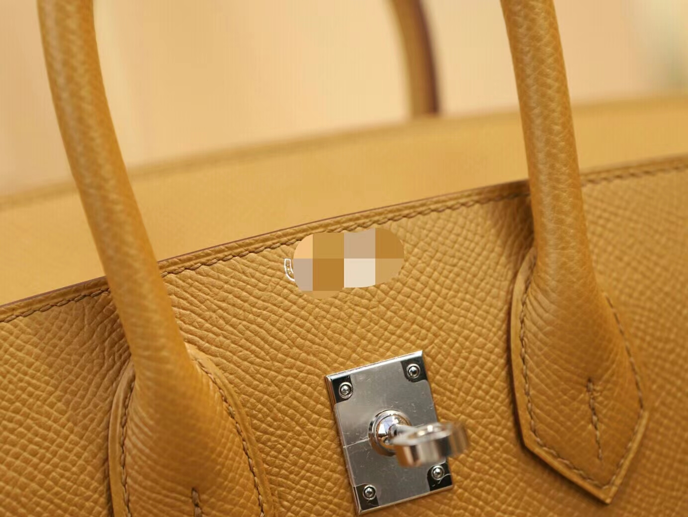 爱马仕拼色铂金包 Hermes 2S芝麻色内拼9R柠檬黄Epsom皮Birkin25CM