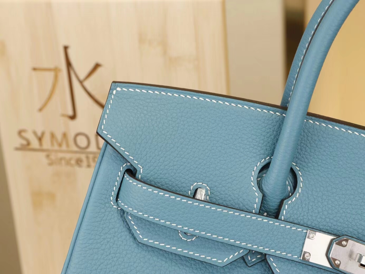 爱马仕铂金包价格 Hermes Birkin30CM CC75牛仔蓝Togo牛皮 金银扣