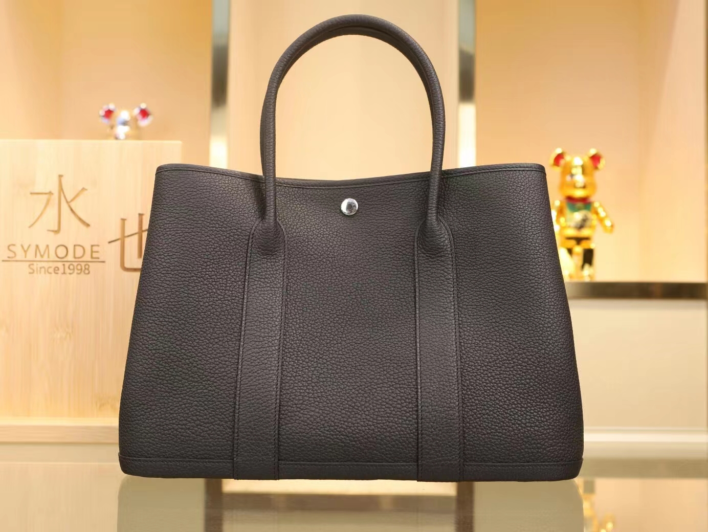 Hermes Garden Party30/36CM 爱马仕黑色Negonda皮花园包手提包