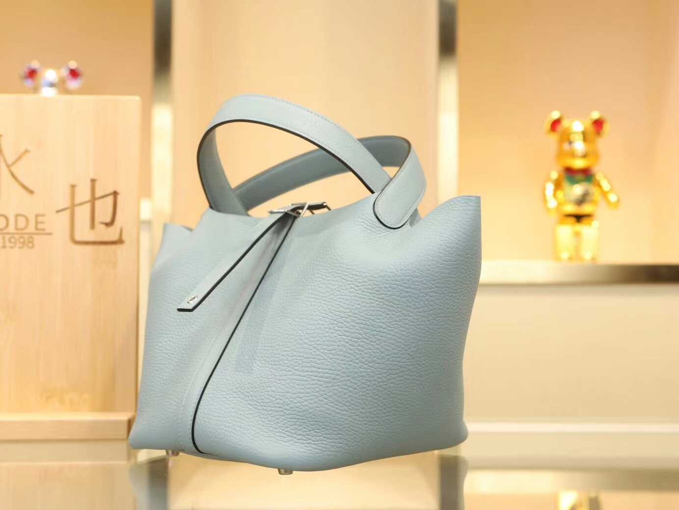 Hermes Picotin Lock18/22CM 爱马仕7G天青色菜篮子包水桶包 银扣