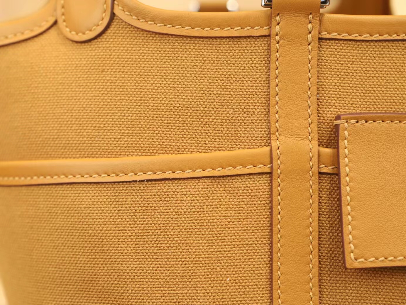 爱马仕包包定制 Hermes Picotin18CM Cargo 2S芝麻色帆布拼牛皮 银扣