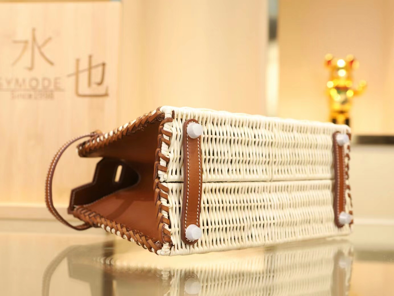爱马仕铂金包野餐系列 Hermes金棕色马鞍皮拼编织藤条Picnic Birkin25CM