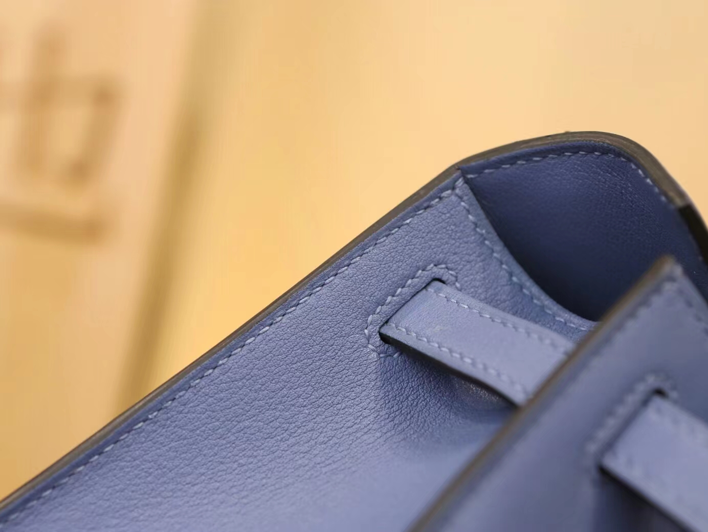 水也名品Hermes Mini Kelly Pochette22cm 7E明蓝色Swift牛皮手拿包 银扣