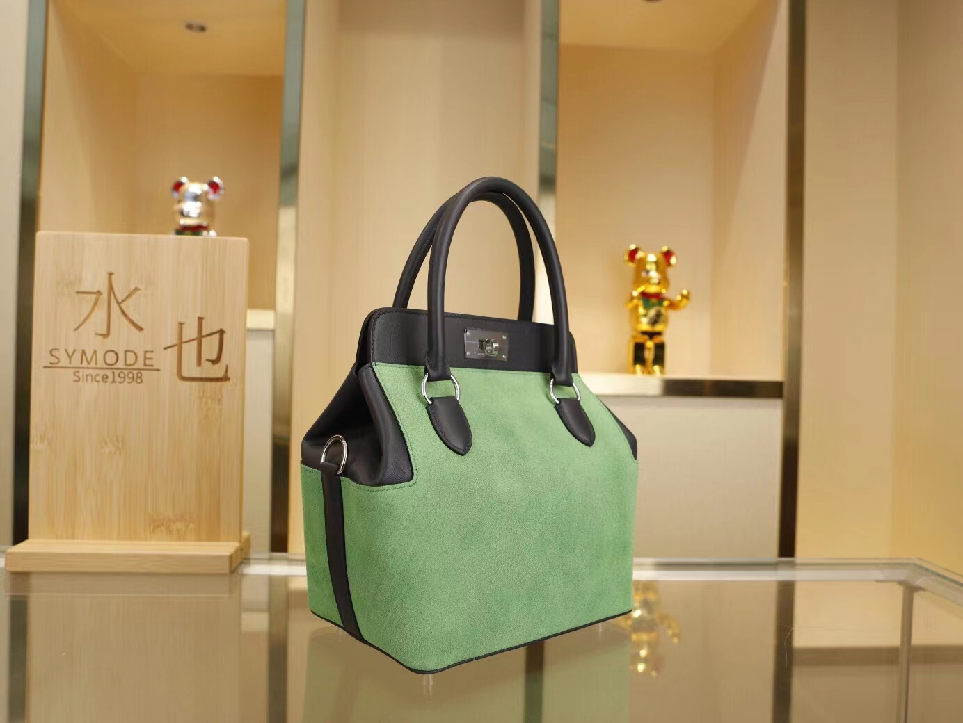 爱马仕包包定制 Hermes工具箱牛奶盒CC66青草绿s拼2Z午夜蓝Toolbox20CM