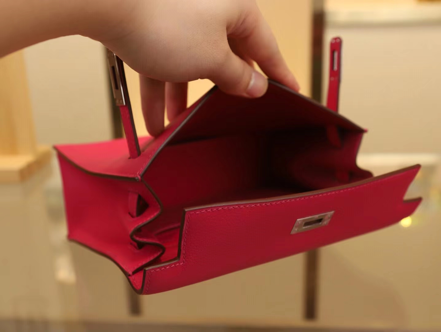 爱马仕跳舞包 Symode Hermes Kelly Danse22CM 90树莓粉Evercolor皮