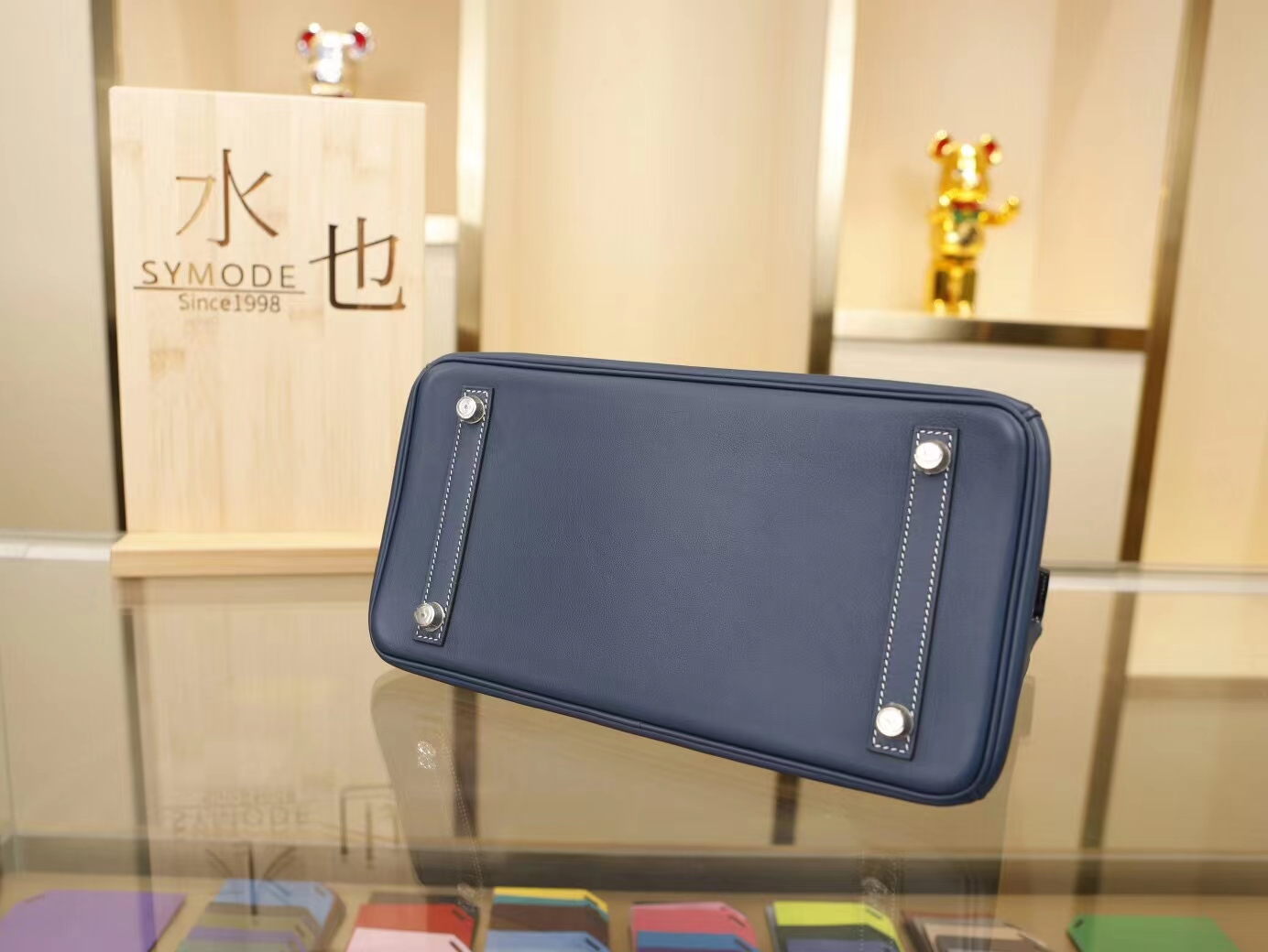 爱马仕铂金包限量Ghillies蕾丝款 帆布拼7p布鲁斯蓝swift皮Birkin30CM 银扣