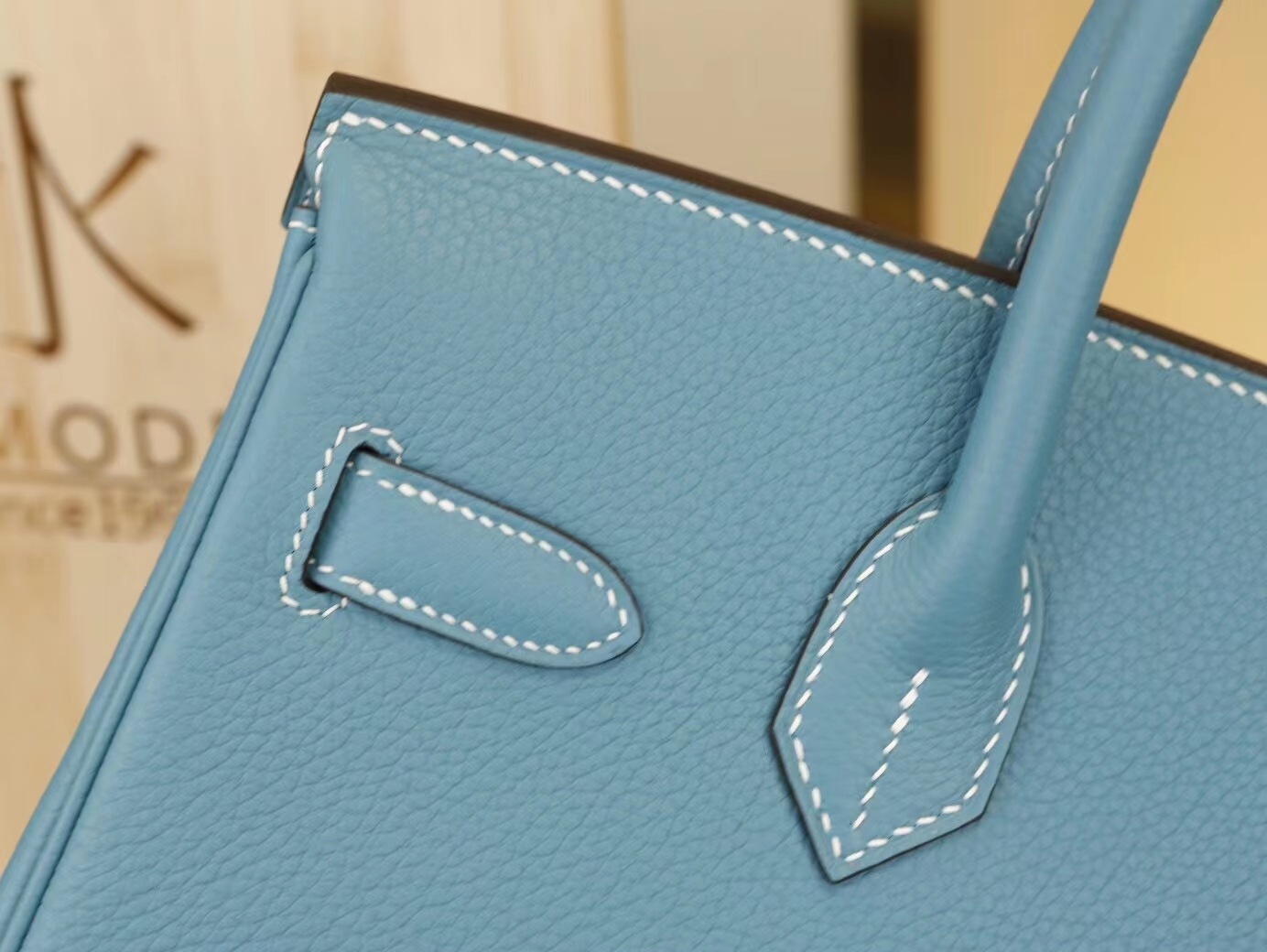 爱马仕铂金包价格 Hermes Birkin30CM CC75牛仔蓝Togo牛皮 金银扣