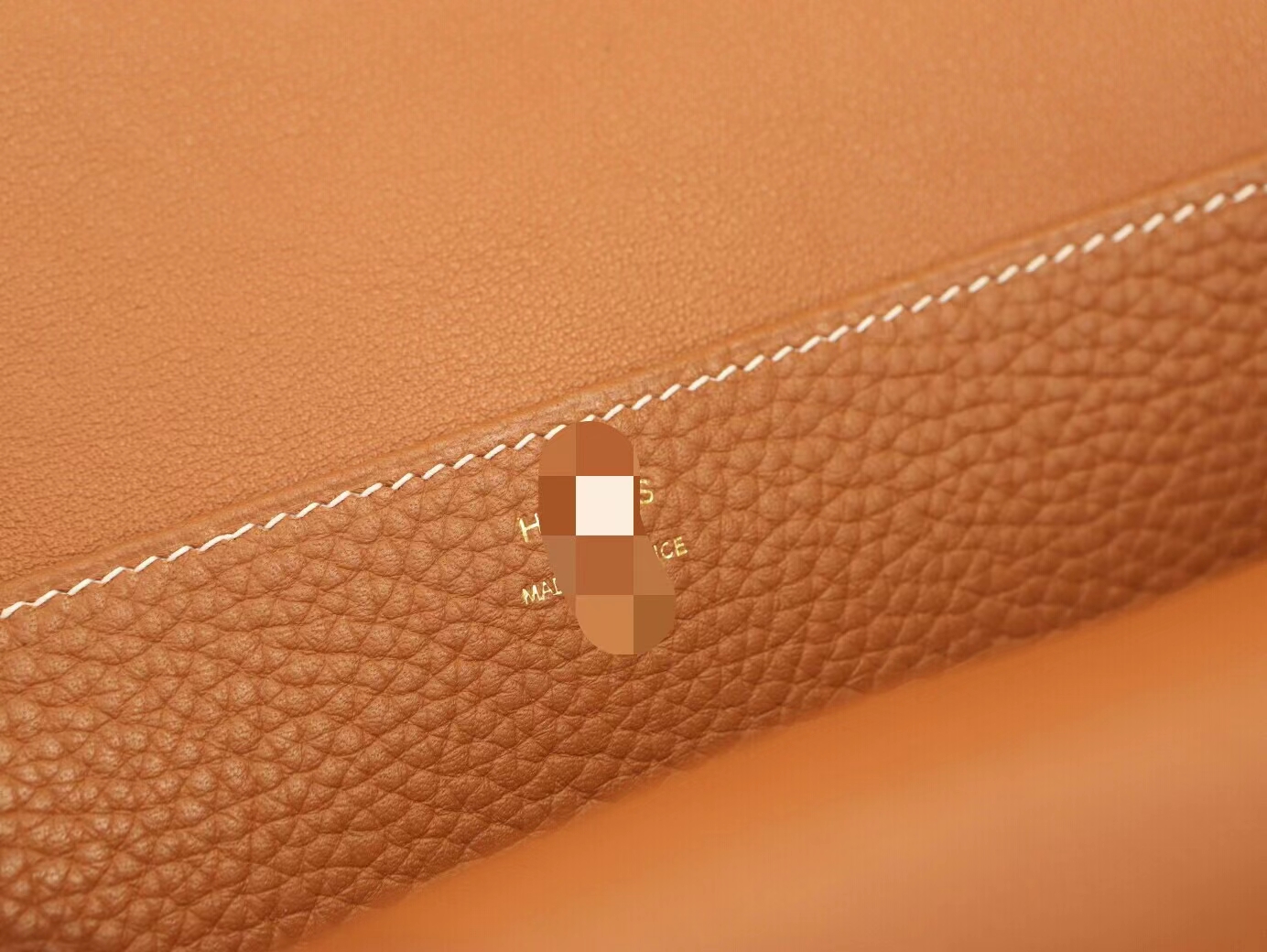 Hermes Halzan25CM 爱马仕金棕色TC牛皮手提单肩斜挎包 金扣