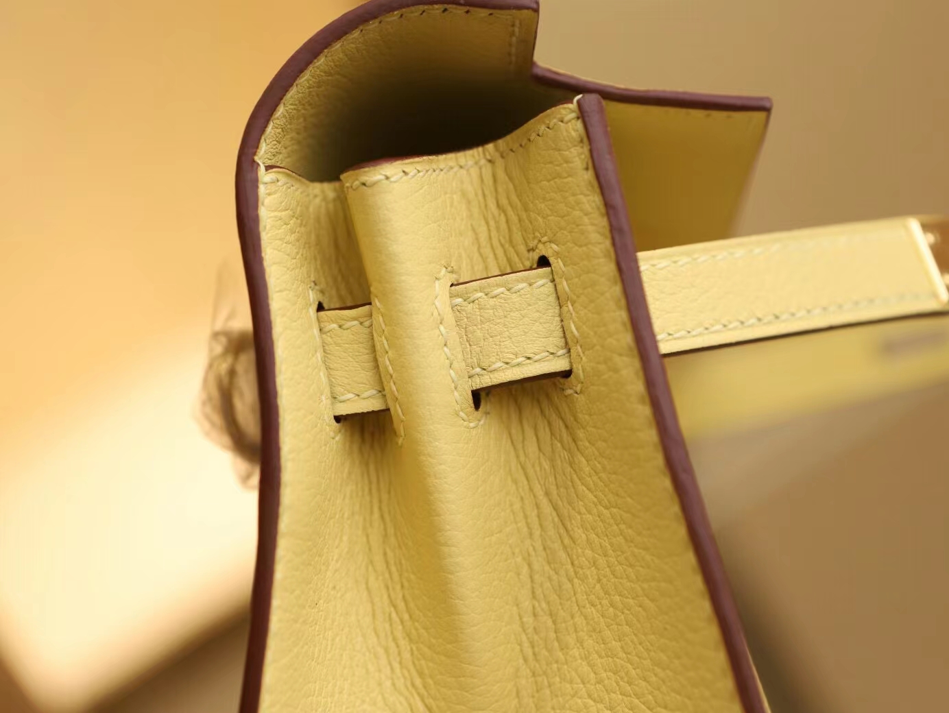 Symode Hermes Kelly Danse22CM 爱马仕1Z小鸡黄Evercolor皮跳舞包 金扣