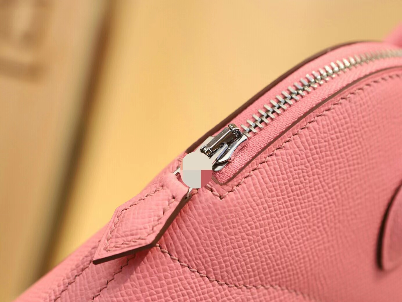 Hermes Bolide27CM 爱马仕1Q奶昔粉Epsom牛皮保龄球包 银扣