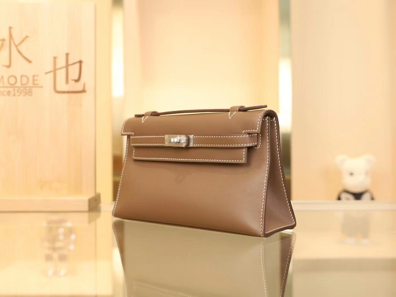 爱马仕一代迷你凯莉包 Hermes大象灰Swift小牛皮mini kelly pochette 1代 22cm