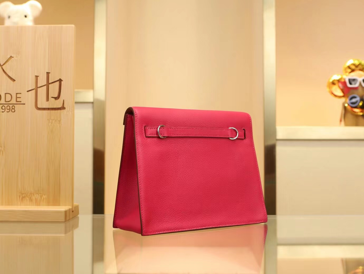 爱马仕跳舞包 Symode Hermes Kelly Danse22CM 90树莓粉Evercolor皮