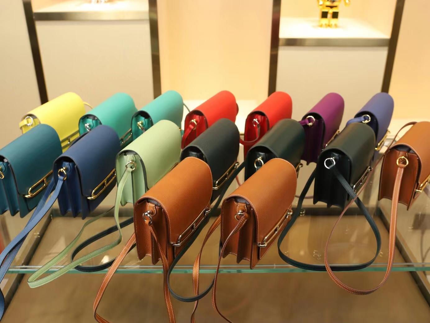 Hermes Roulis 18CM 爱马仕S4深邃蓝Evercolor皮猪鼻包斜挎女包
