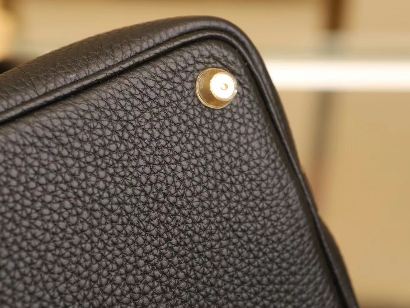 Hermes Picotin Lock18CM 爱马仕鸵鸟皮手柄拼Togo牛皮水桶包 金扣