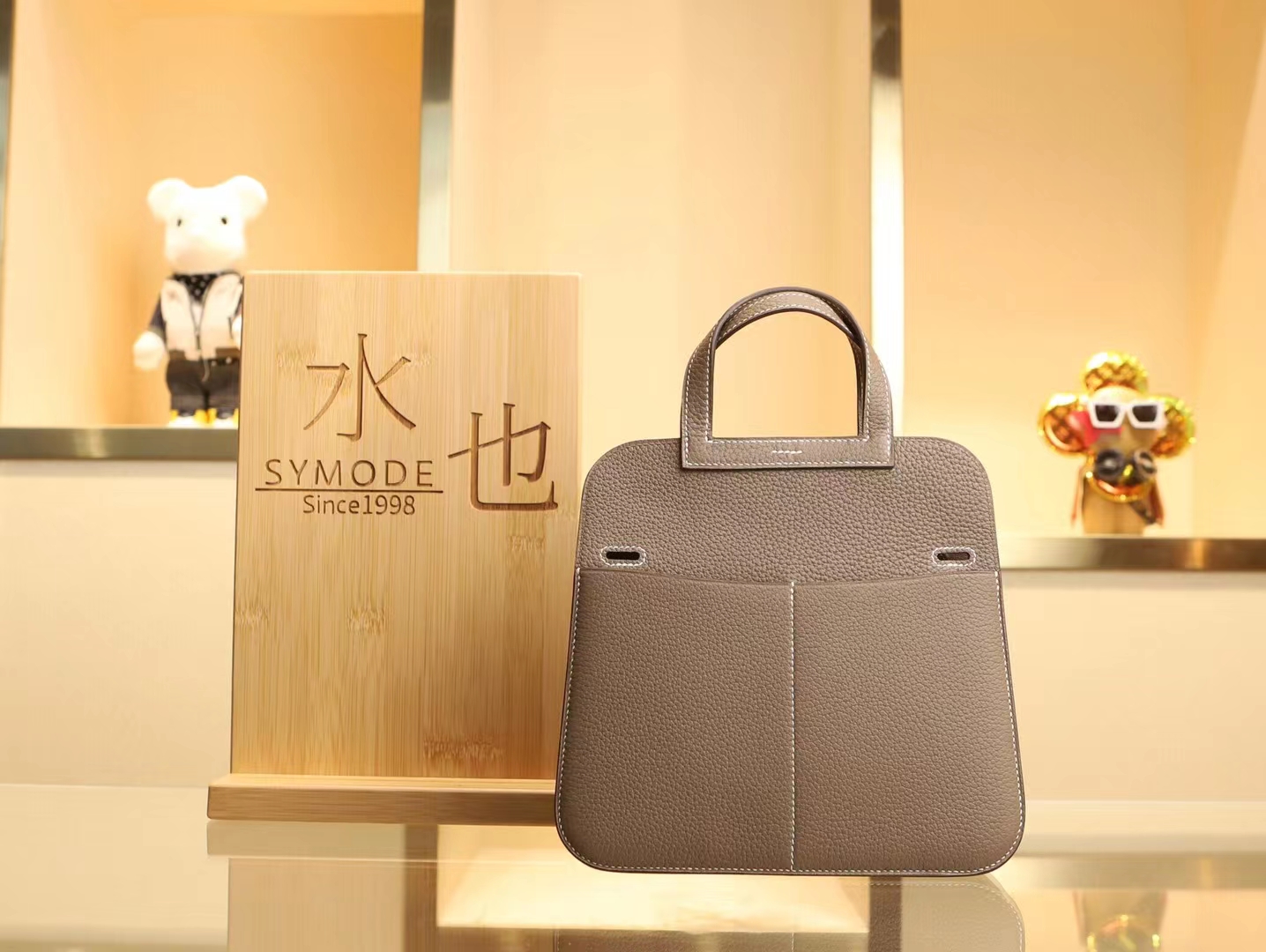 水也名品 Hermes Halzan25CM 爱马仕大象灰TC牛皮手提包斜挎包