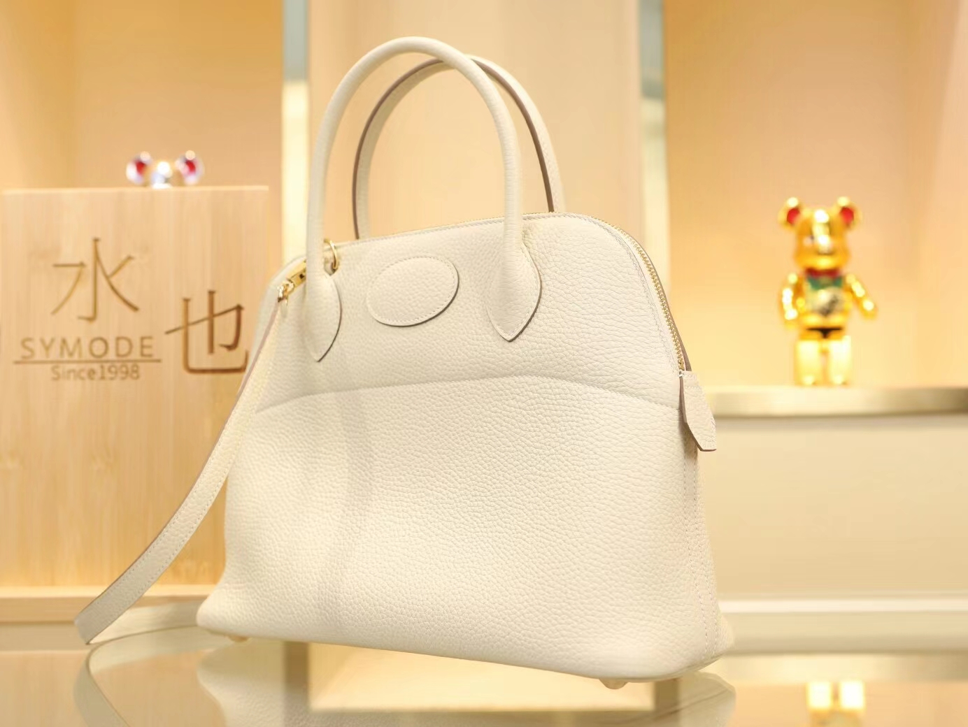 爱马仕女包批发 Hermes bolide 31CM TC牛皮奶昔白CC10保龄包 金扣