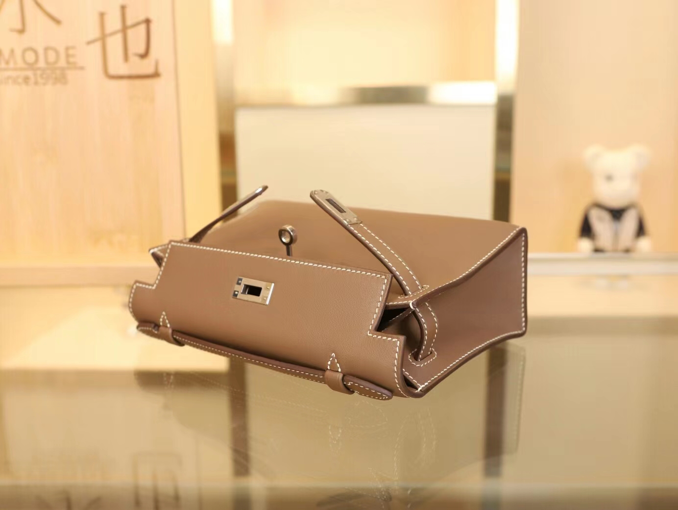 爱马仕一代迷你凯莉包 Hermes大象灰Swift小牛皮mini kelly pochette 1代 22cm