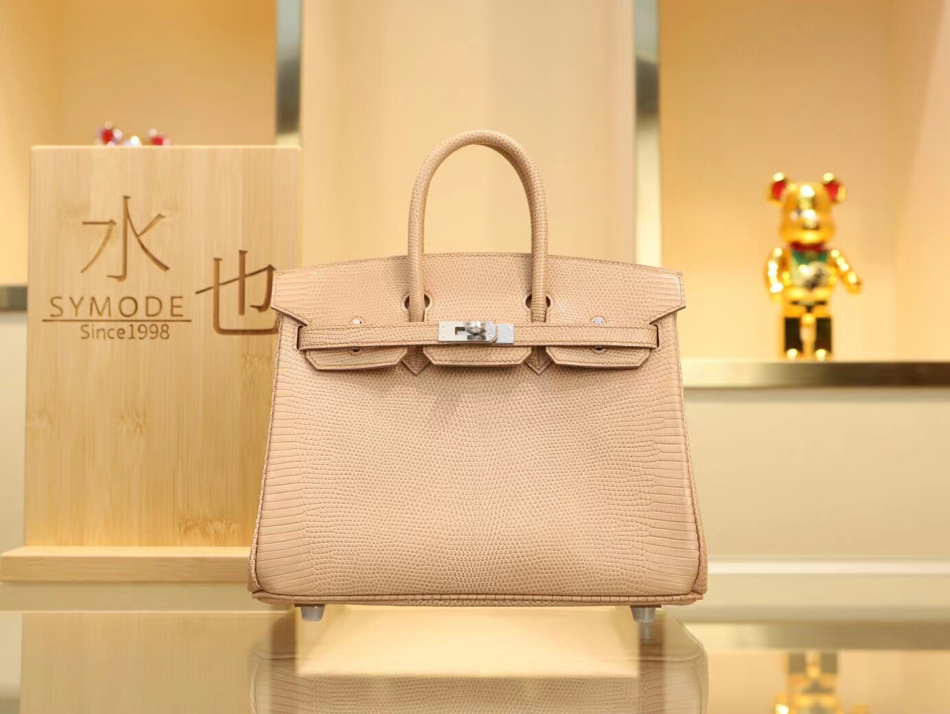 爱马仕包包定制 Hermes CC17灰褐色蜥蜴皮铂金包Birkin25CM 银扣