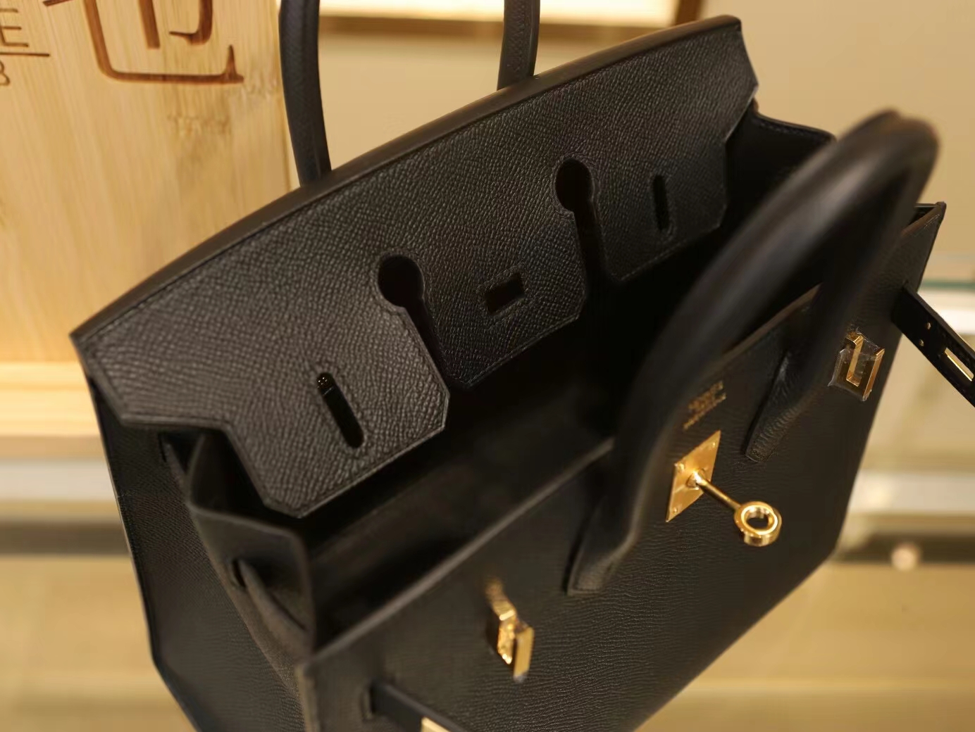 Hermes Birkin25CM 爱马仕89黑色Epsom掌纹牛皮铂金包 外缝