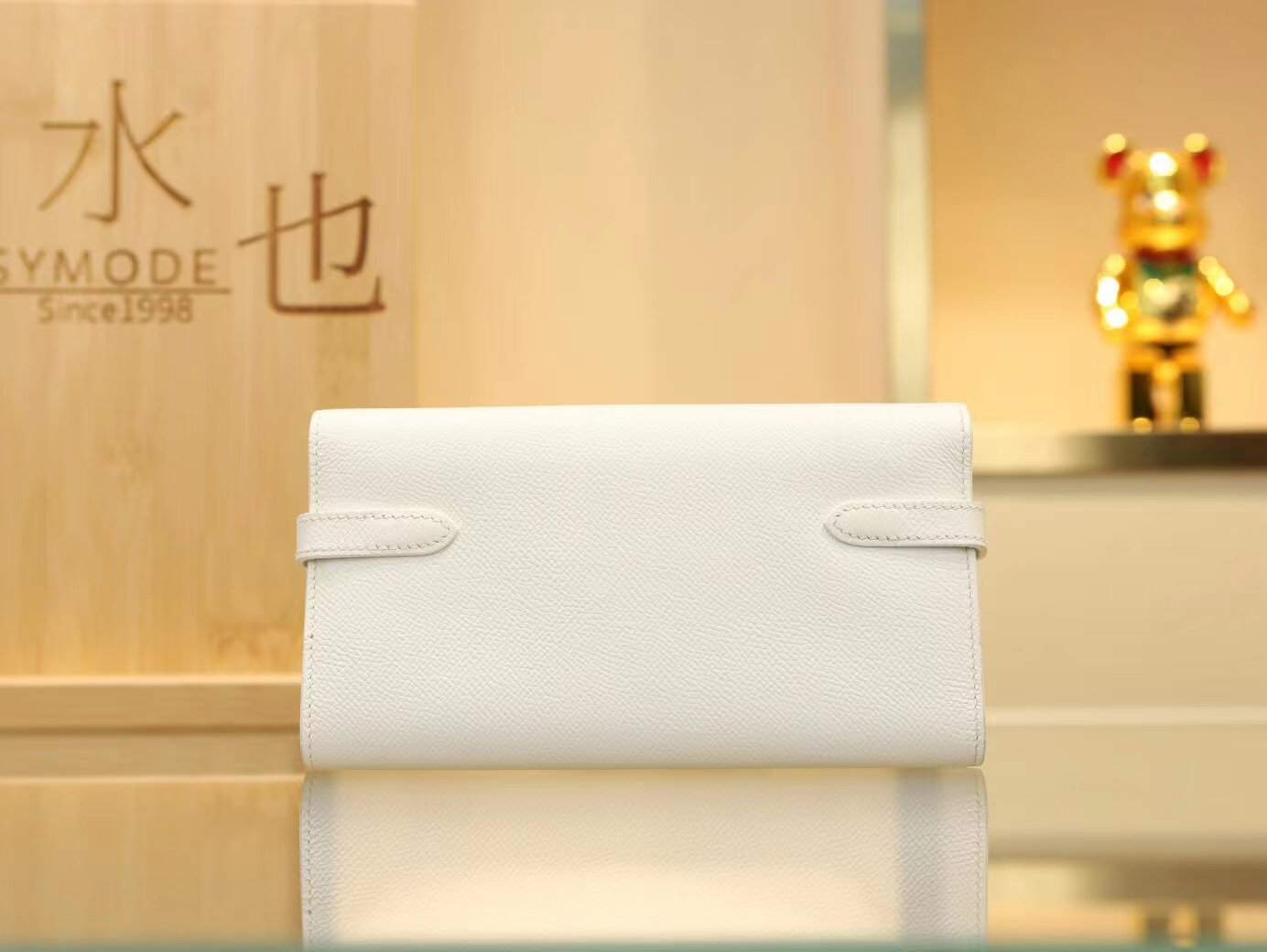 水也名品 爱马仕Hermes 01纯白Blanc Epsom皮Kelly凯莉长款钱包 银扣